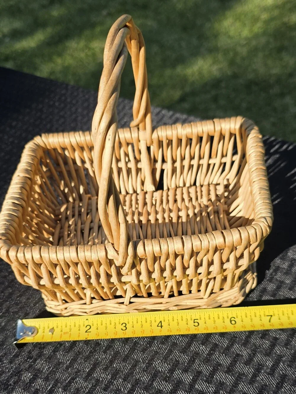 Small Woven Wicker Basket with Twisted Handle